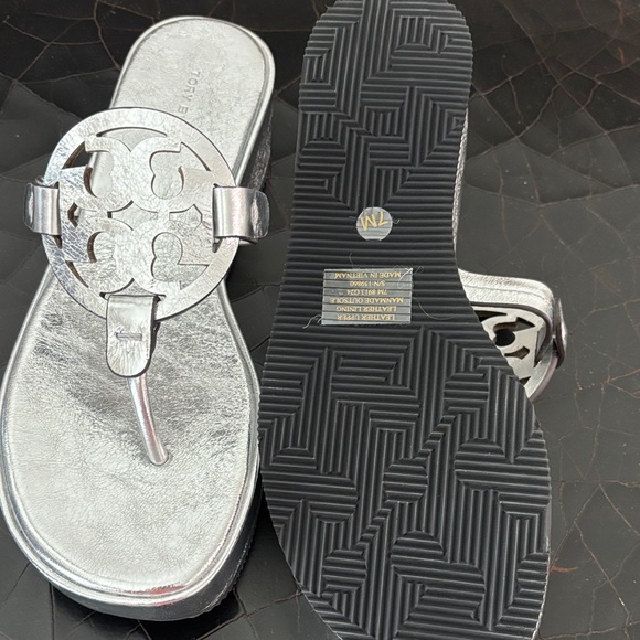 Tory Burch Silver Miller Platform Sandals - Picture 3 of 4